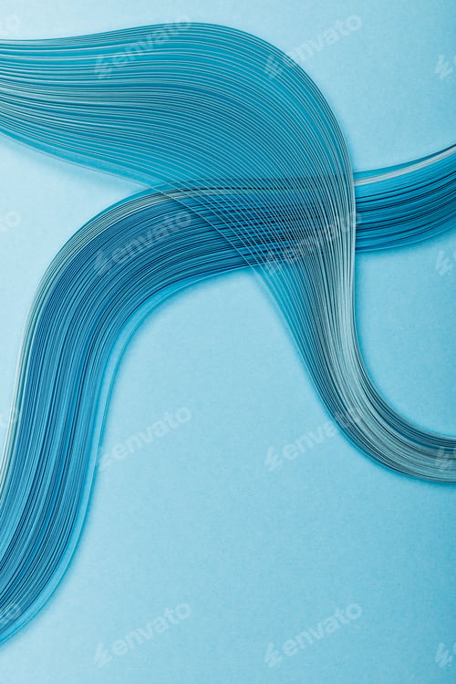 Preview: top view of blue abstract paper lines on blue background