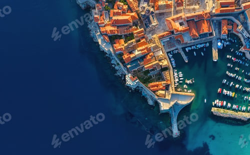 Preview: Dubrovnik, Croatia. Aerial view on the old town. Vacation and adventure. Town and sea.