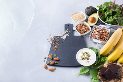 Preview: Assortment of healthy high magnesium sources food
