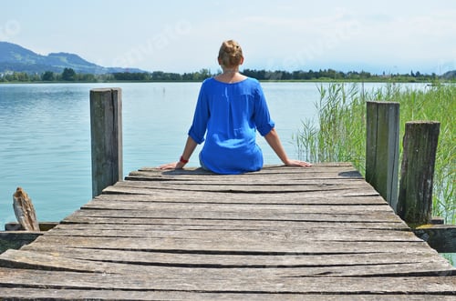 Preview: Girl On The Wooden Jetty. Switzerland