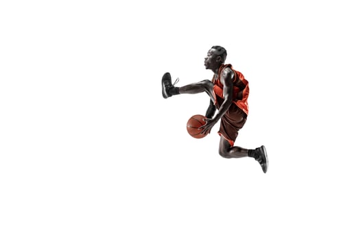 Preview: Full length portrait of a basketball player with ball