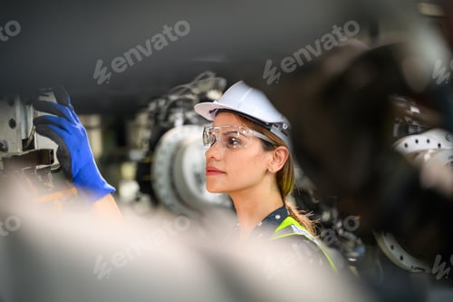 Preview: Female business owner engineer managing and checking work at factory