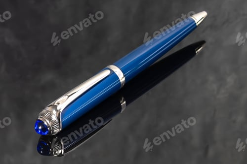Preview: A signature fountain pen on a gray marble background. Gift set. Office decor.