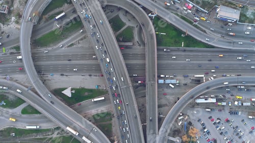 Preview: top down view overpass road day traffic in kiev