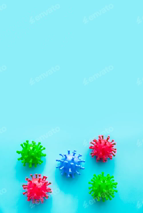 Preview: Colorful virus on a blue background