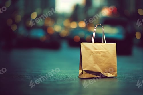 Preview: Shopping bag mockup, last minute shopping at Black Friday sales. Paper package isolated on backgroun