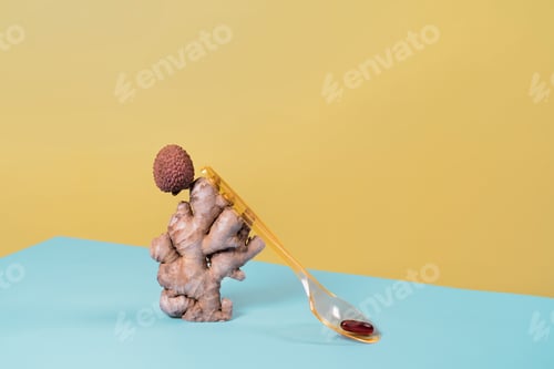 Preview: Balancing ginger, pill, lychee vitamins supply. Trendy