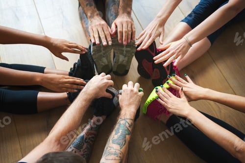 Preview: Group of diverse people are joining a yoga class