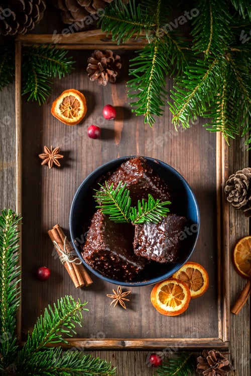 Preview: Sweet and tasty Gingerbread cubes for Christmas with chocolate glaze
