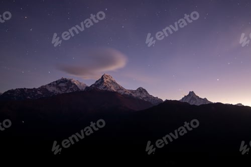 Preview: Beautiful shinning mountain peak ranges.
