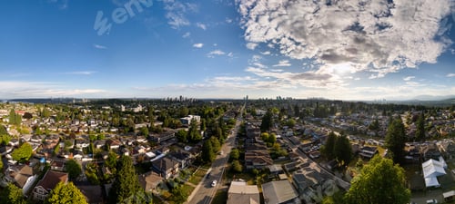 Preview: Panoramic View of Burnaby Neighborhood with Downtown Skyline in the Background