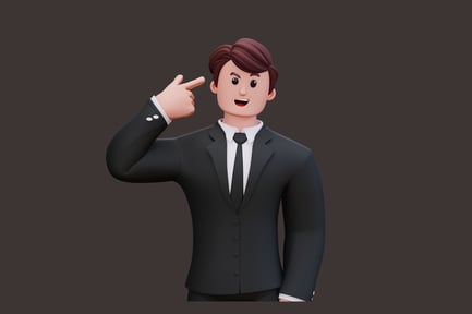Preview: Man in suit gesturing upwards