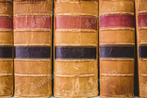 Preview: Close up of old books in library