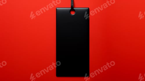 Preview: Black Tag on Red Background, Abstract Design