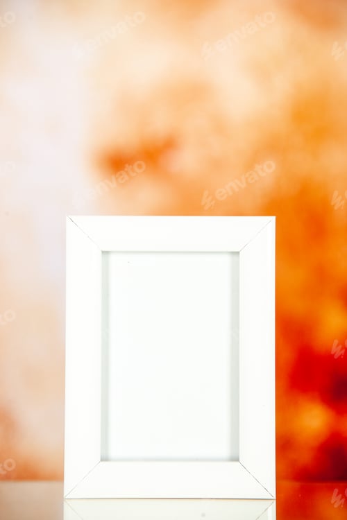 Preview: front view white picture frame on light brown background gift present portrait shoot picture family