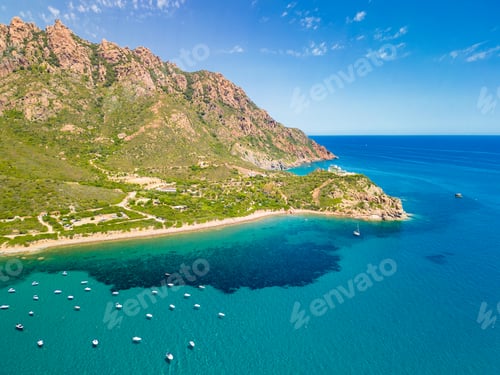 Preview: Aerial drone of Foxi Manna beach in Tertenia. Sardinia, Italy