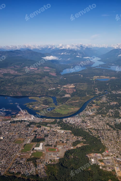 Preview: Aerial view of a small town, Port Alberni, on Vancouver Island
