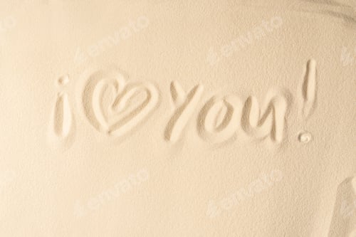 Preview: I love you inscription on light sand texture