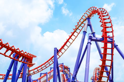 Preview: roller coaster track and the blue sky