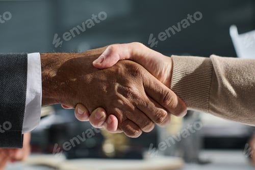 Preview: Two male business partners handshaking