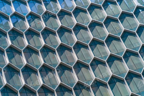 Preview: Office buildings windows. Glass architecture facade design with reflection