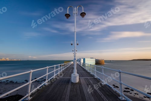Preview: Long exposure shot of the sea pier in Jersey Channel Islands