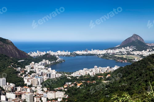 Preview: Elevated view of coastline and Ipanema, Rio de Janeiro, Brazil