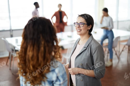 Preview: Smiling Businesswoman Talking to Colleague