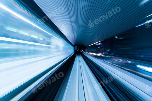 Preview: Speedy train moving in tunnel