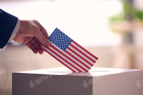 Preview: Person Casting Ballot With American Flag