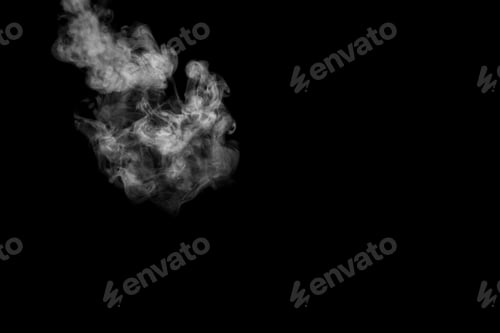 Preview: Fog or smoke isolated on black background. White cloudiness, mist or smog background