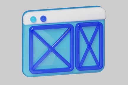 Preview: Abstract blue and white object with two blue "X" shapes.