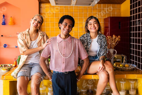 Preview: Group of friends bonding at home, LGBTQ and diversity concepts
