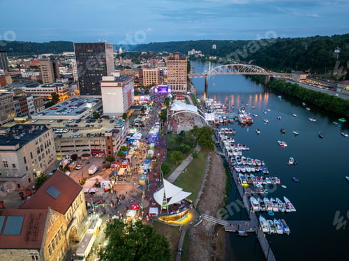 Preview: Aerial view of Charleston, WV and the annual Sternwheel Regatta