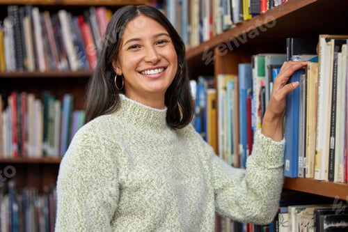 Preview: Stand tall, no matter what happened yesterday. Shot of a female standing in a library.
