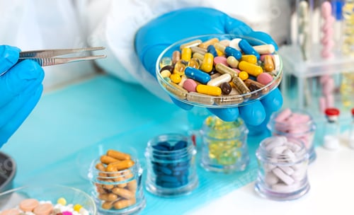 Preview: examine drugs in the laboratory. Selective focus.
