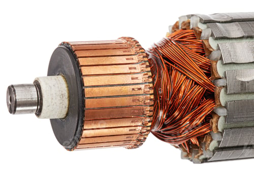 Preview: Rotor or of anchor electric motor closeup, isolated on white background