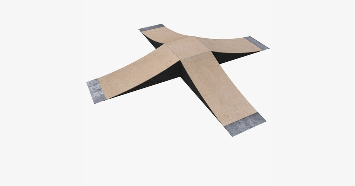 Cross-shaped object with diagonal lines and support panels 3D, Incl ...