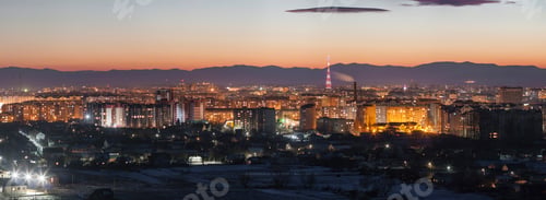 Preview: Panorama night aerial view of Ivano-Frankivsk city, Ukraine.