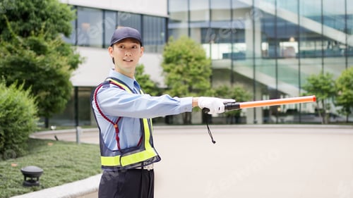 Preview: Asian traffic controller directing traffic