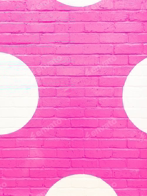 Preview: Pink Brick Wall with Large White Polka Dots