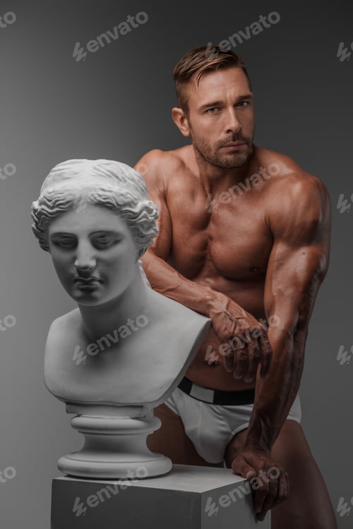 Preview: A charismatic male model with a muscular physique