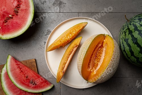 Preview: Fresh organic watermelon and melon