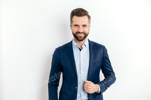 Preview: Portrait of a proud confident handsome bearded caucasian businessman, successful ceo, in formal