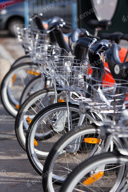 Preview: City Hire Bicycles Parked In Row