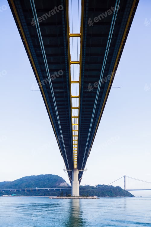 Preview: Low angle of suspension bridge in Hong Kong