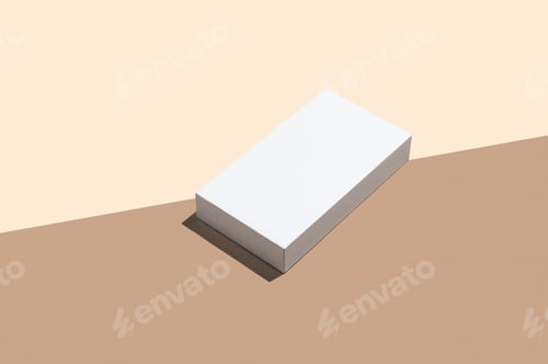 Preview: White rectangular podium or box with shadow on diagonally divided yellow brown background.