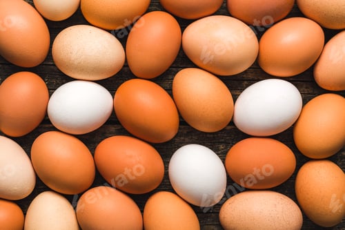 Preview: Whole chicken eggs. Top view.