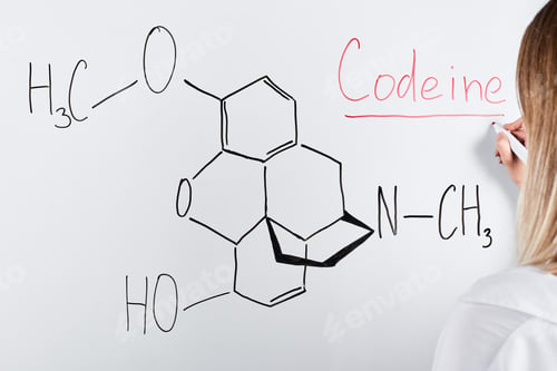 Preview: cropped view of woman writing codeine on white board