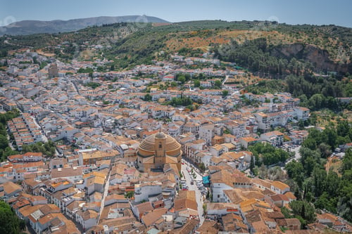 Preview: Aerial view of Montefrio with La Encarnacion Church - Montefrio, Andalusia, Spain